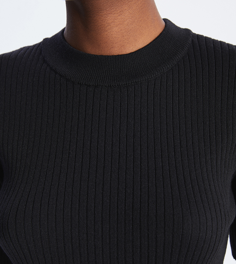 Ribbed Short Sleeves Bodycon Mini Dress