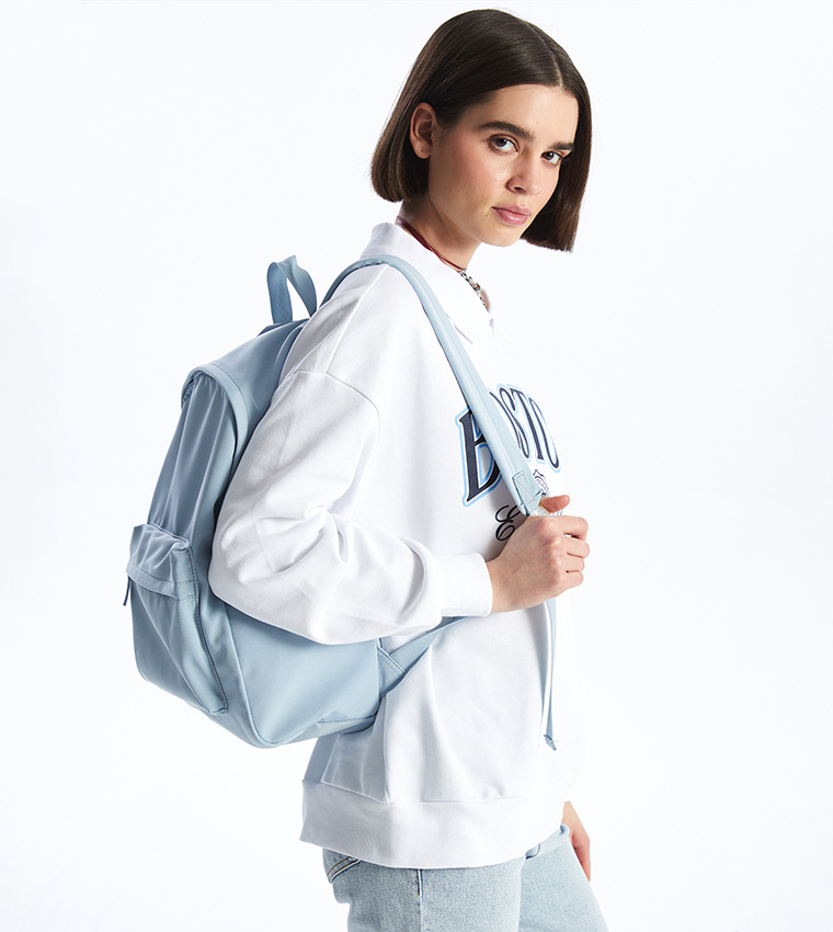 Solid Zippered Backpack