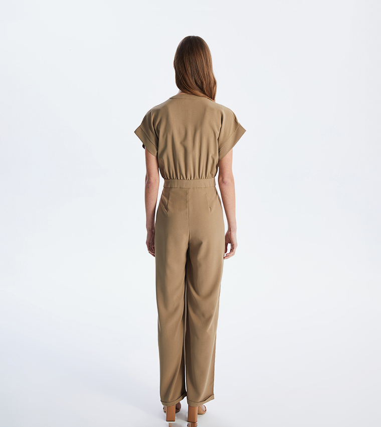 V-Neck Short Sleeves Jumpsuit