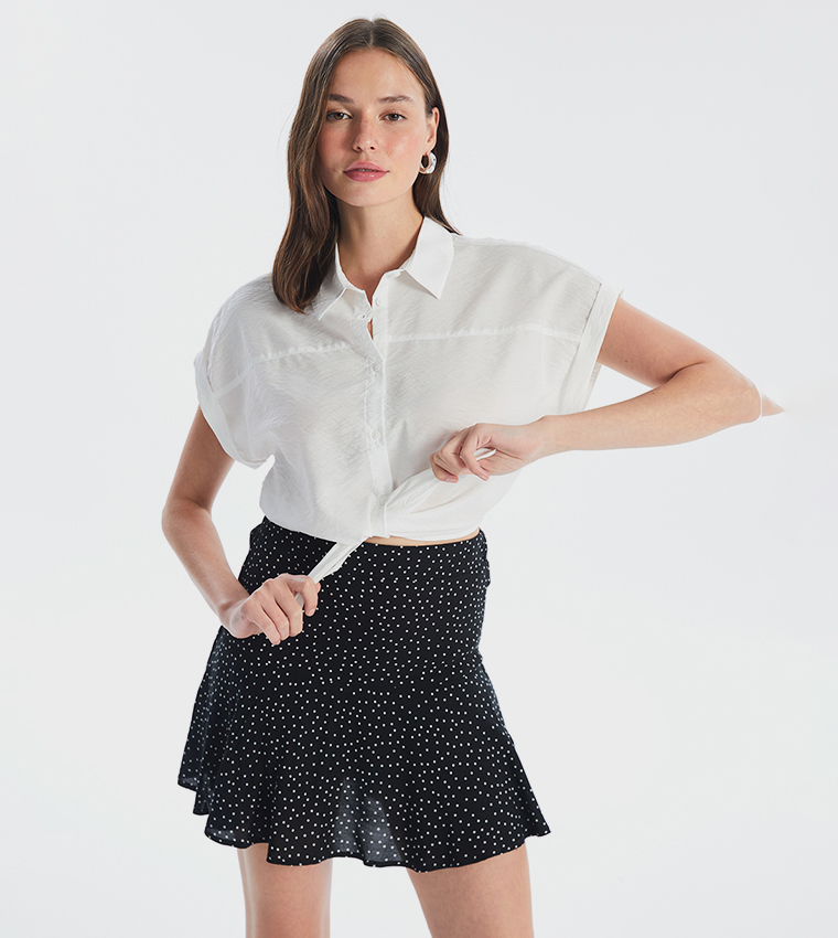 Tie Front Detail Short Sleeves Shirt