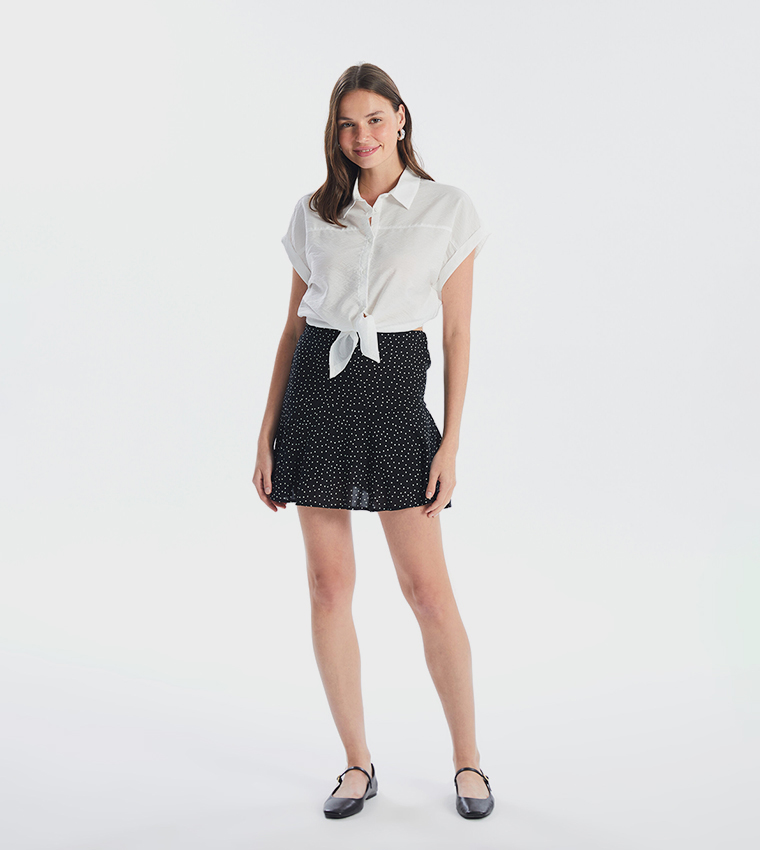 Tie Front Detail Short Sleeves Shirt