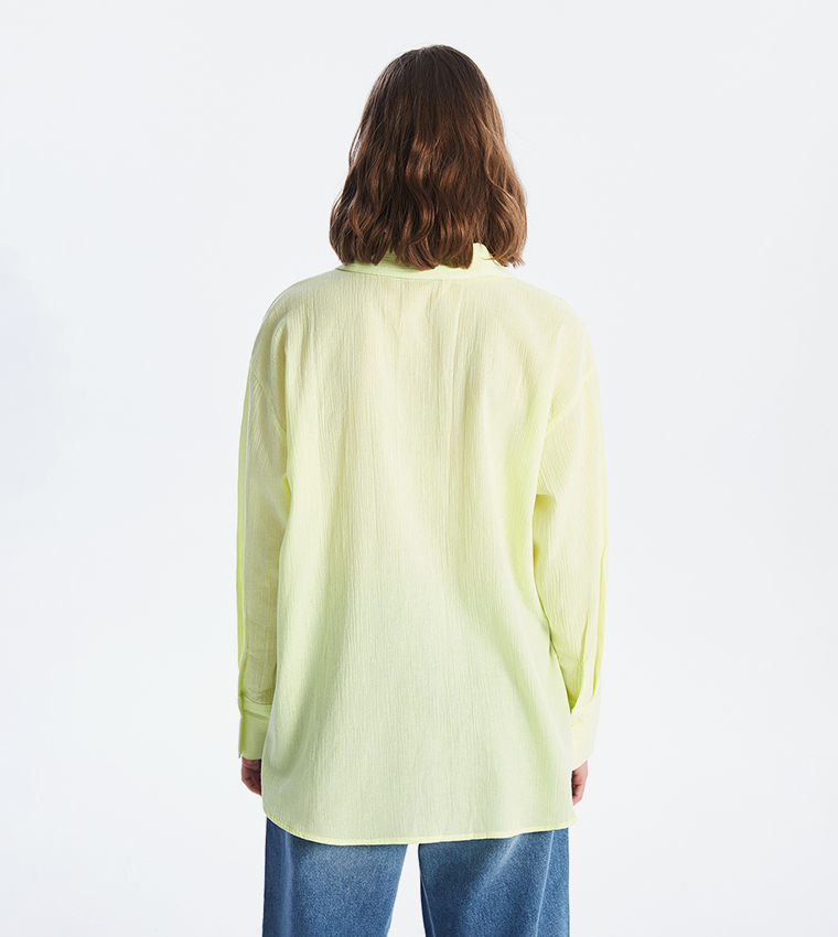 Textured Long Sleeves Tunic Shirt