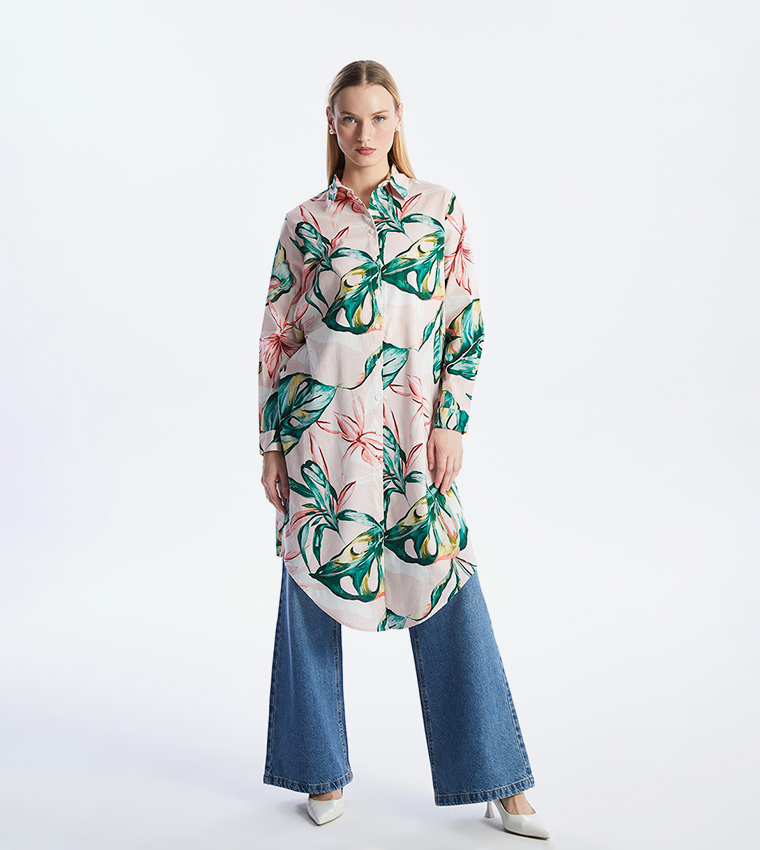 Patterned Long Sleeves Tunic Shirt