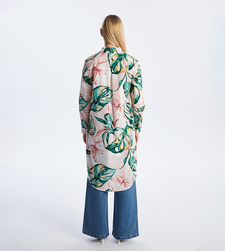 Patterned Long Sleeves Tunic Shirt