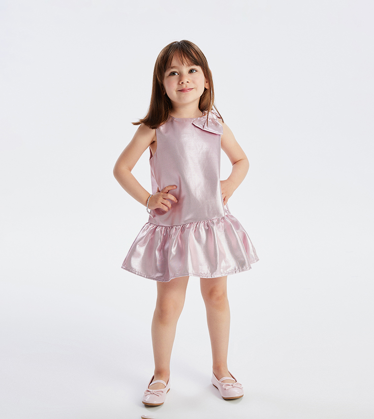 Bow Detail Crew Neck Mini Dress