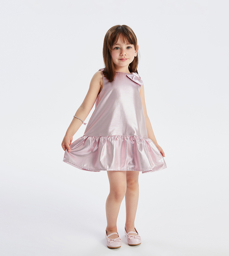 Bow Detail Crew Neck Mini Dress