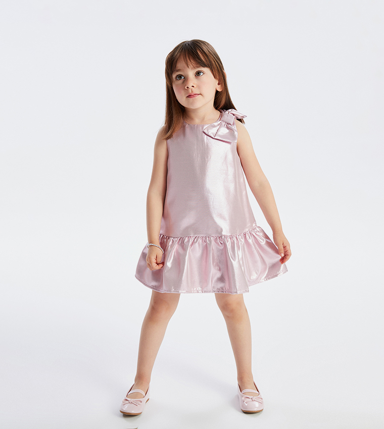Bow Detail Crew Neck Mini Dress