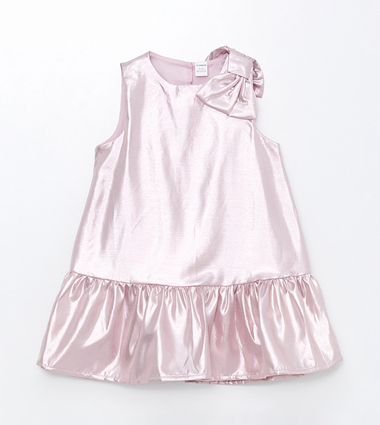 Bow Detail Crew Neck Mini Dress