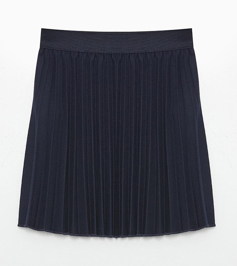 Buy LC Waikiki Elastic Waist Pleated Skirt In Navy 6thStreet UAE
