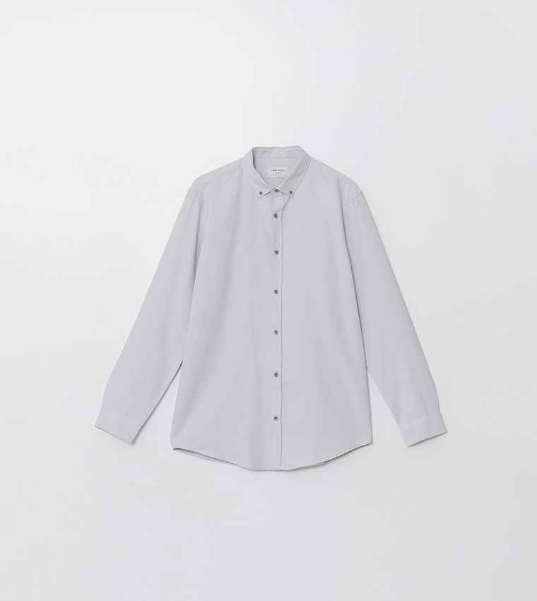 Slim Fit Long Sleeves Dobby Weave Shirt
