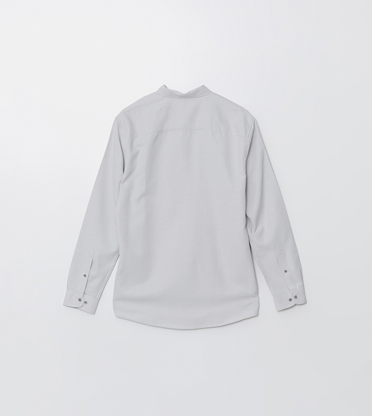 Slim Fit Long Sleeves Dobby Weave Shirt