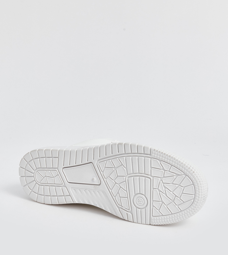 Textured Mid-Top Lace-Up Sneakers