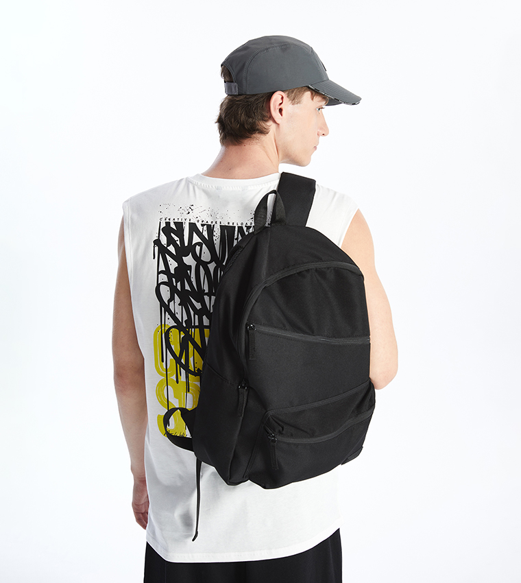 Badge Detail Zippered Backpack