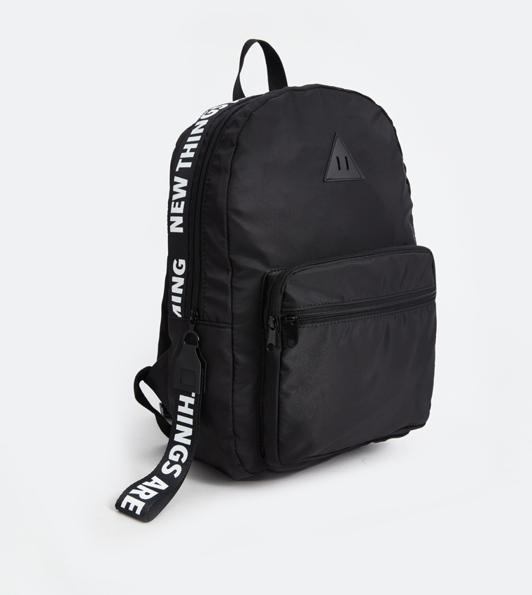 Badge Detail Zippered Backpack