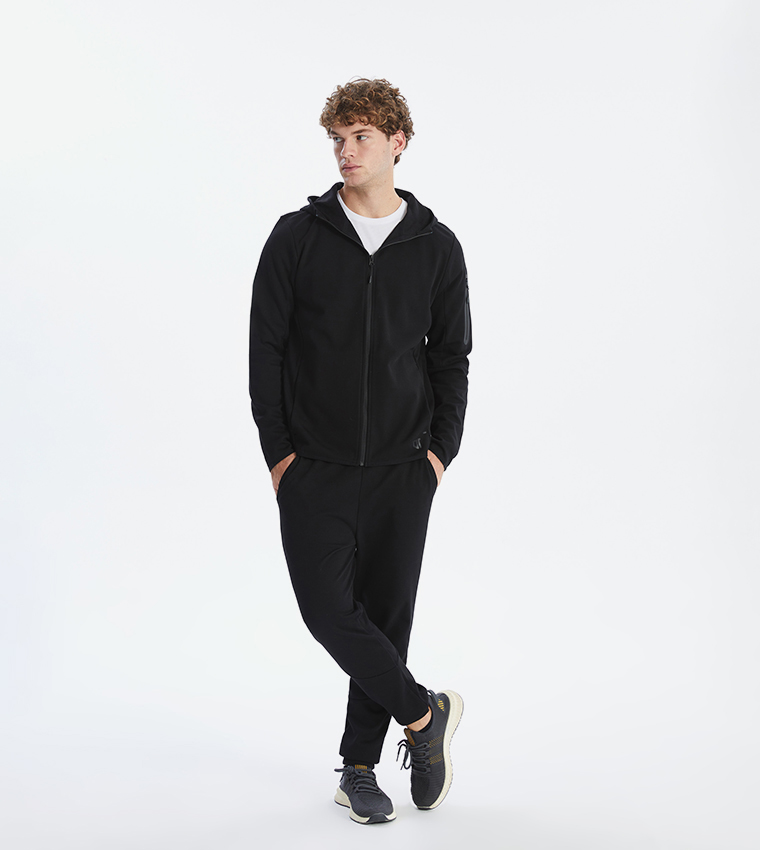 Solid Hooded Zipper Jacket