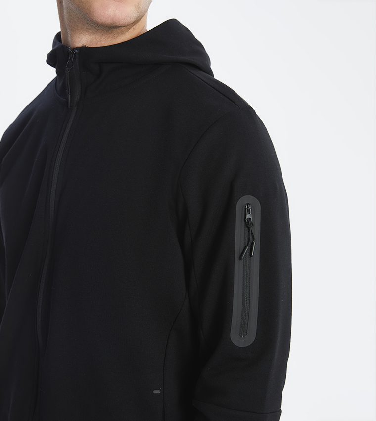 Solid Hooded Zipper Jacket