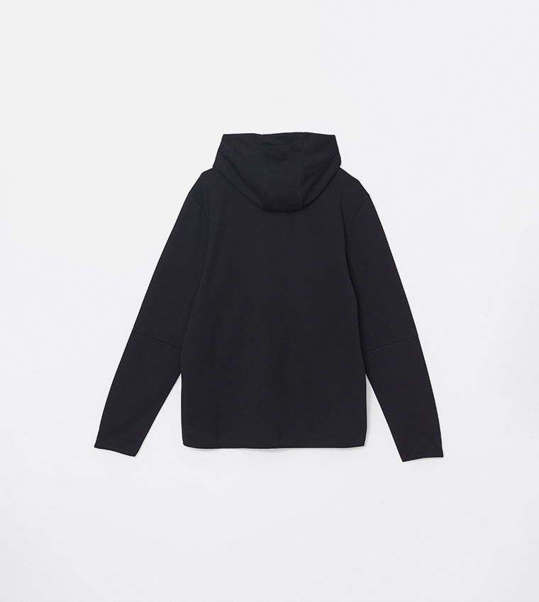 Solid Hooded Zipper Jacket