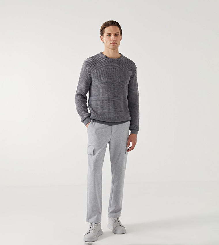Solid Gabardine Cargo Pants