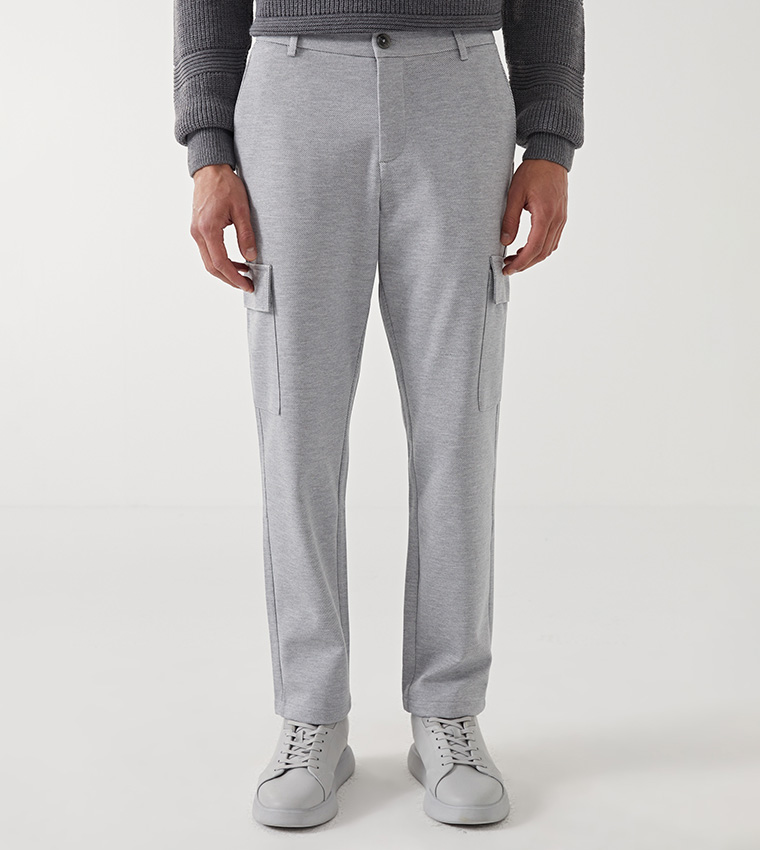 Solid Gabardine Cargo Pants