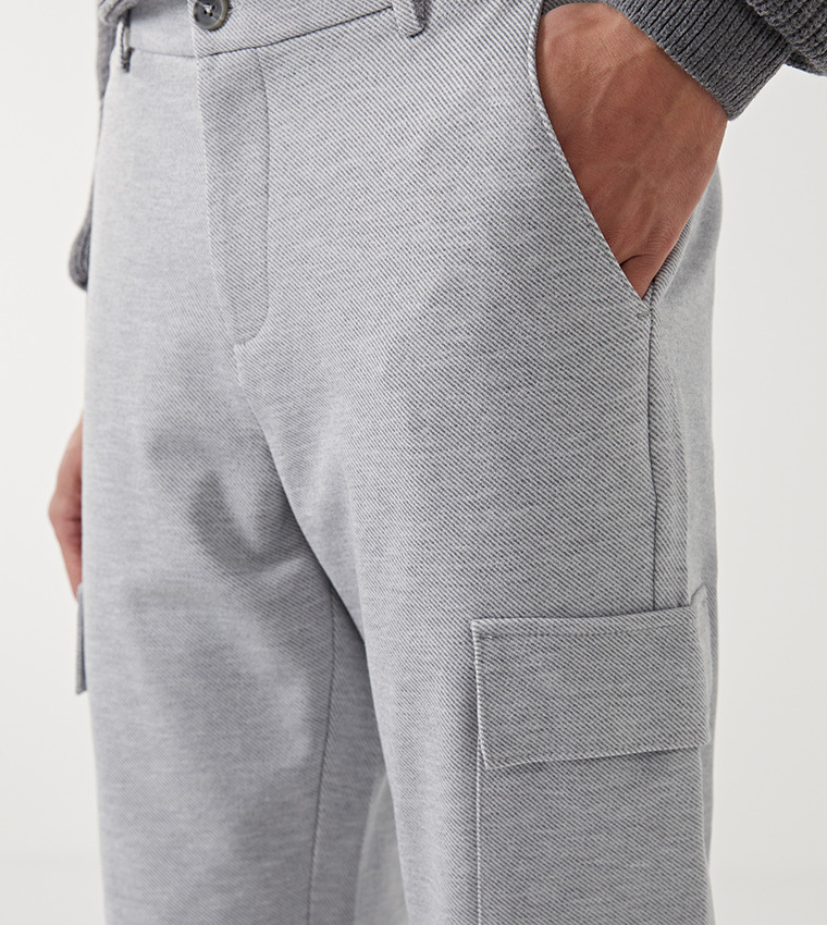Solid Gabardine Cargo Pants