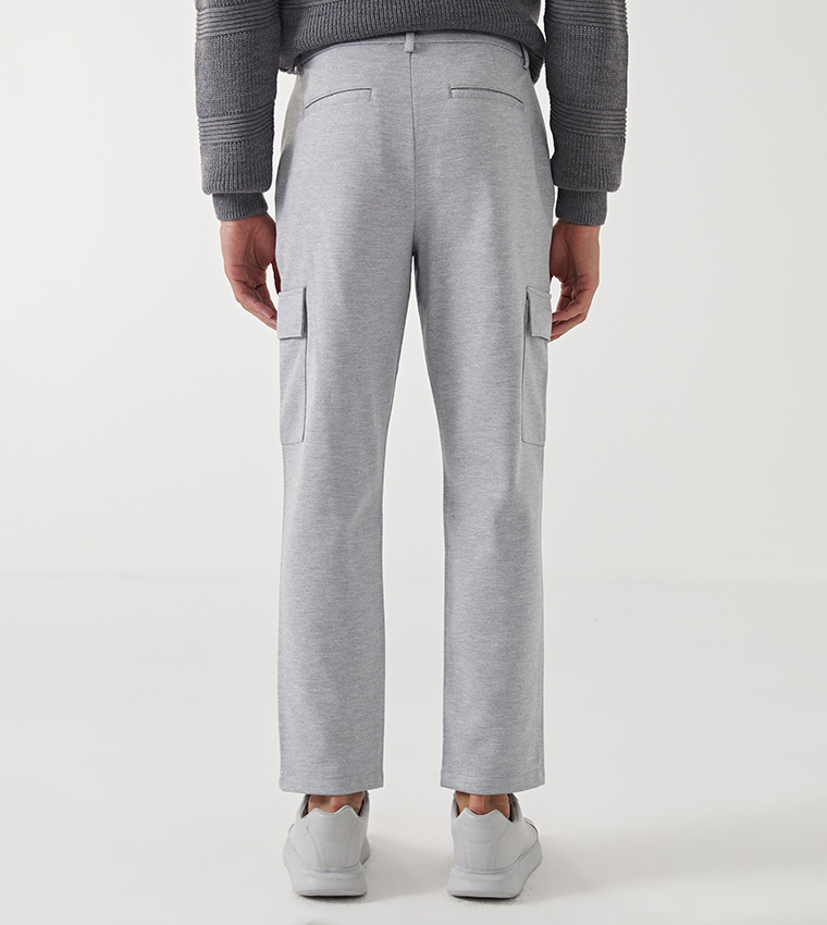 Solid Gabardine Cargo Pants