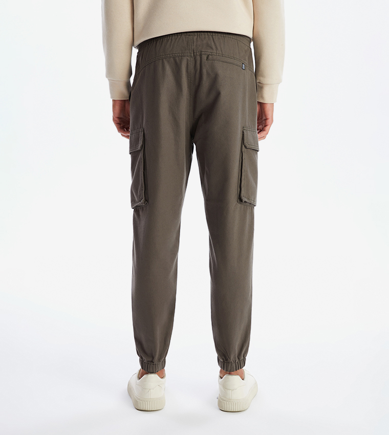 Mid Rise Drawstring Waist Cargo Trousers