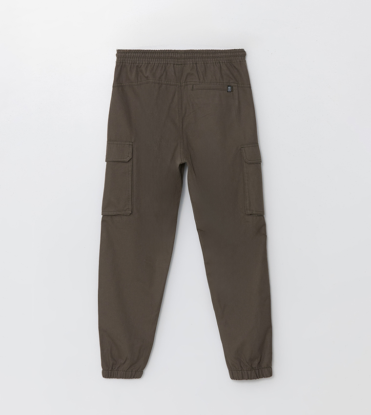 Mid Rise Drawstring Waist Cargo Trousers