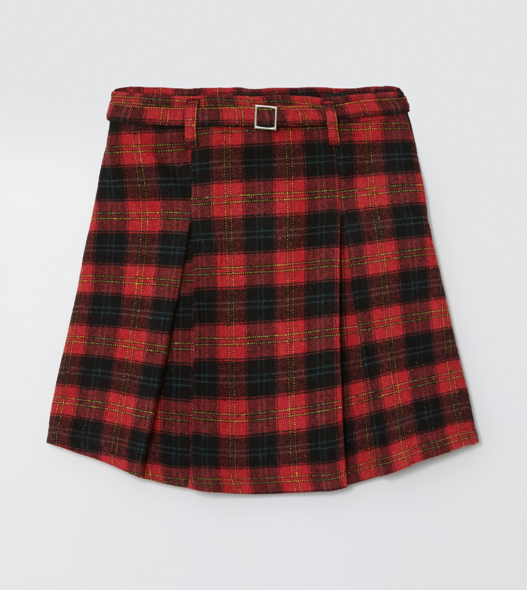 Plaid Pleated Mini Skirt