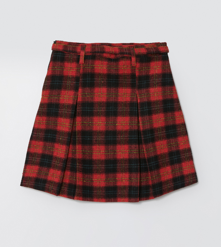 Plaid Pleated Mini Skirt