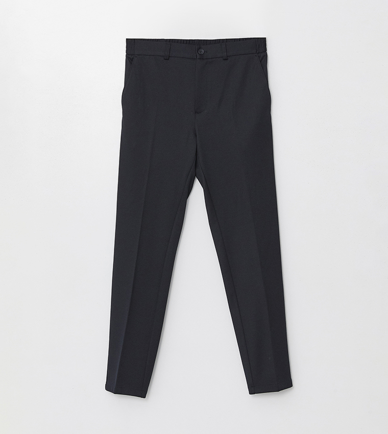 Solid Mid Rise Slim Fit Trousers