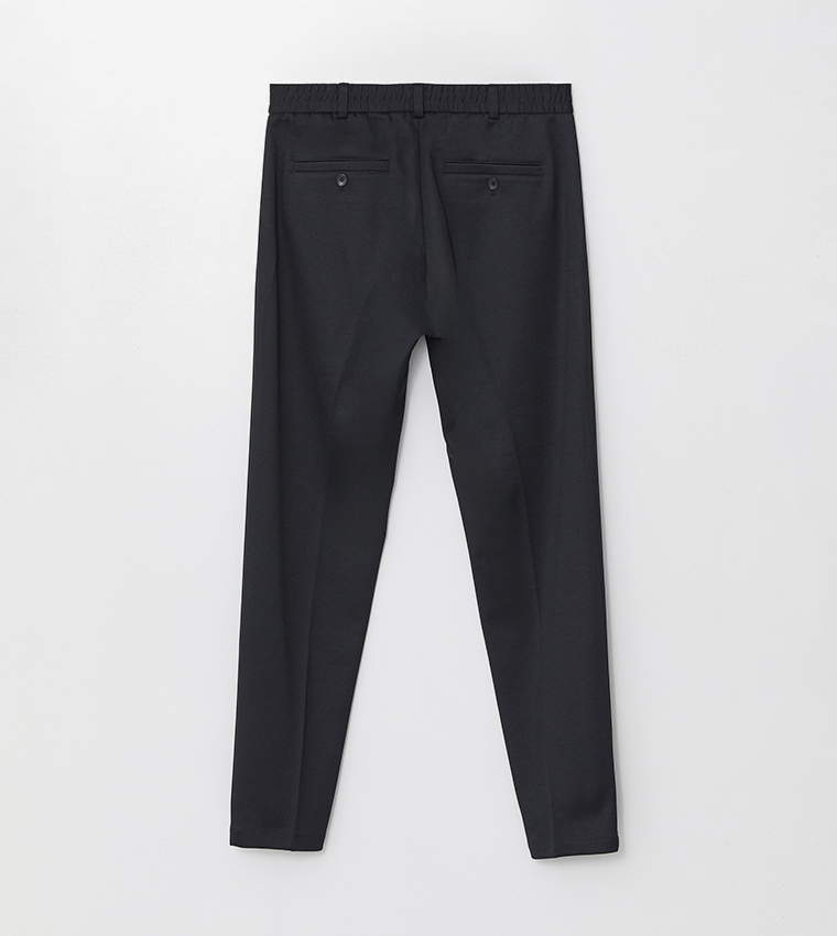 Solid Mid Rise Slim Fit Trousers