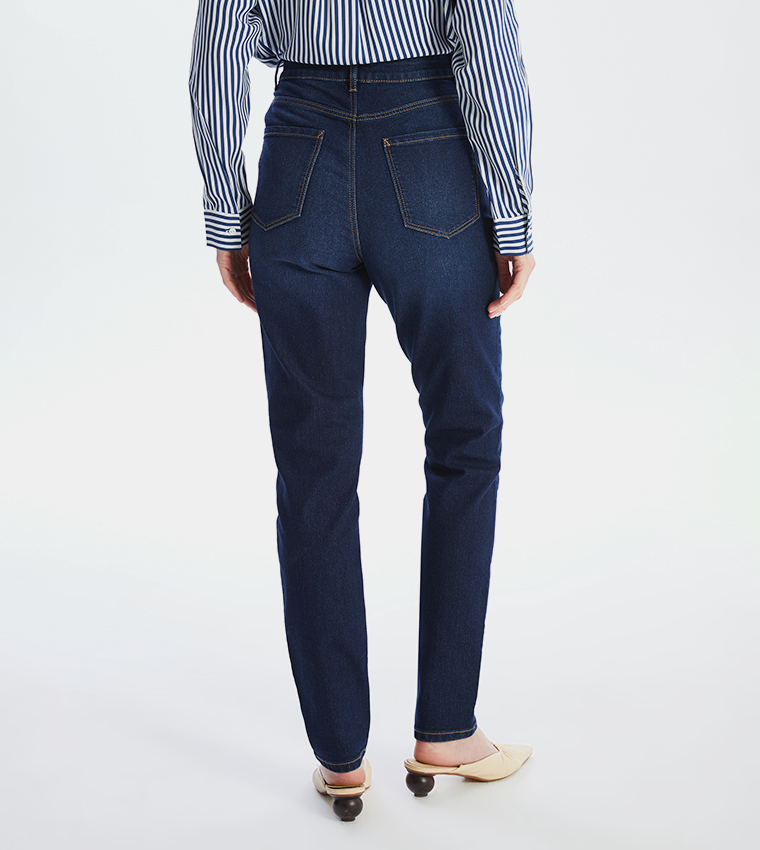 Faded High Waist Mom Fit Jeans