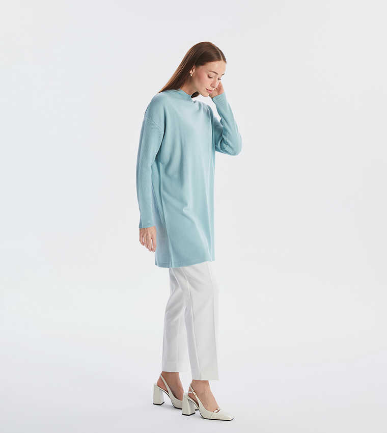Solid Long Sleeves Tricot Tunic