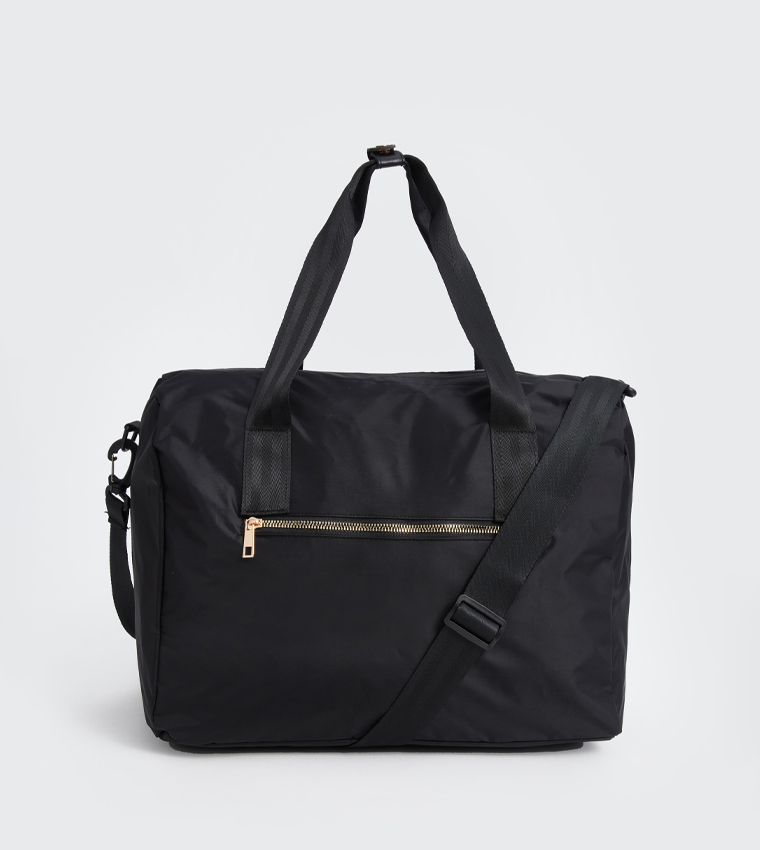 Solid Zippered Tote Bag