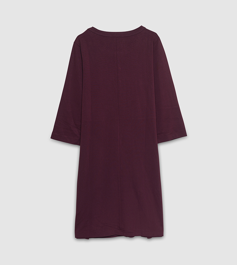 Button Detail Long Sleeves Midi Dress