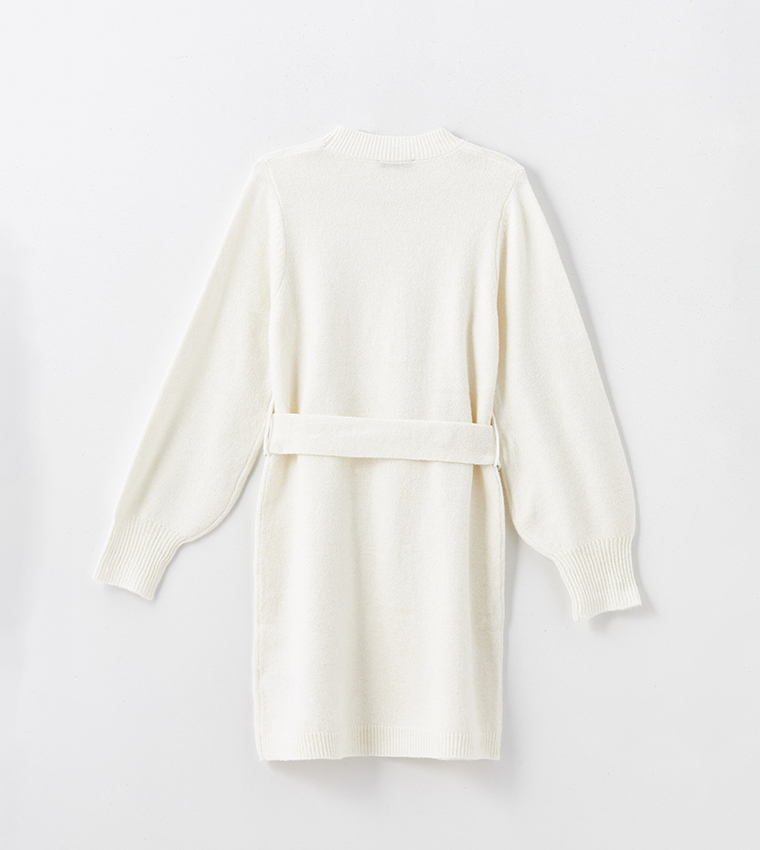 Belted Long Sleeves Sweater Dress