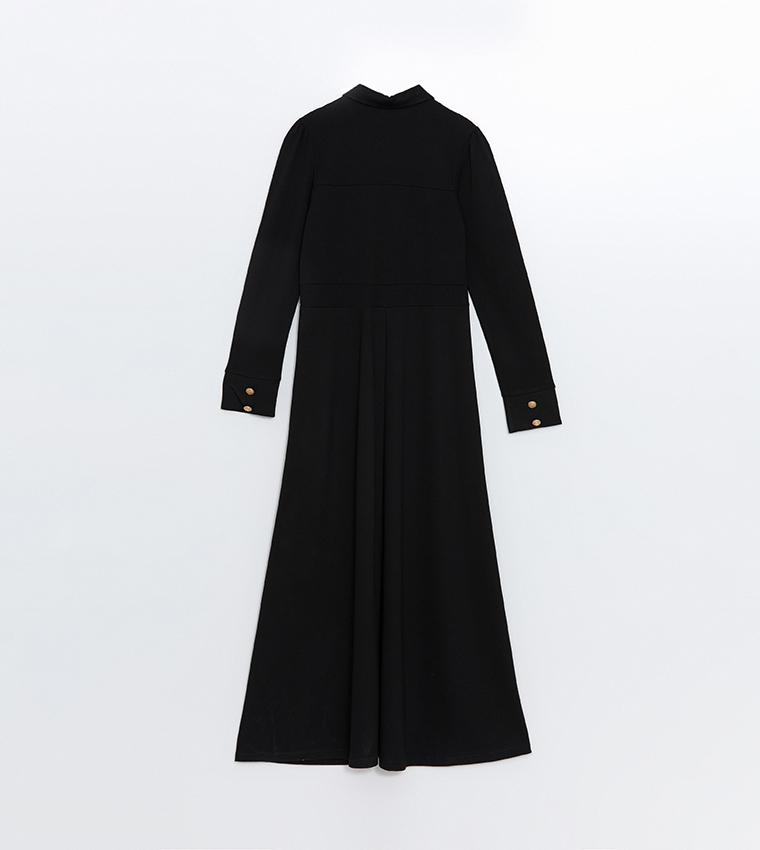Solid Long Sleeves Maxi Dress