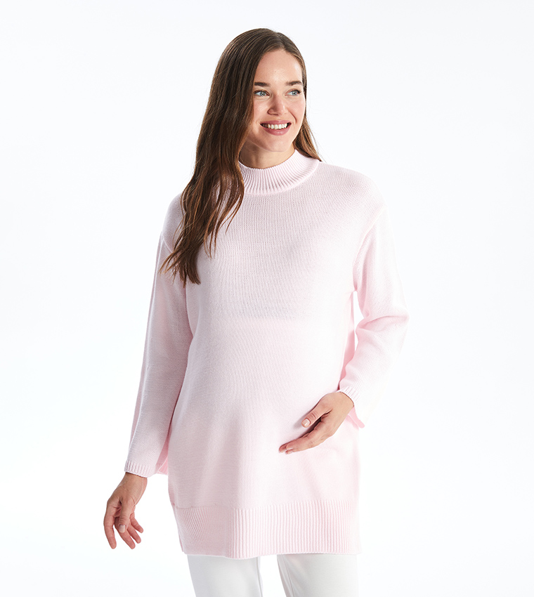 High Neck Maternity Knit Tunic Sweater