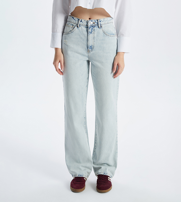 High Rise Straight Fit Jeans