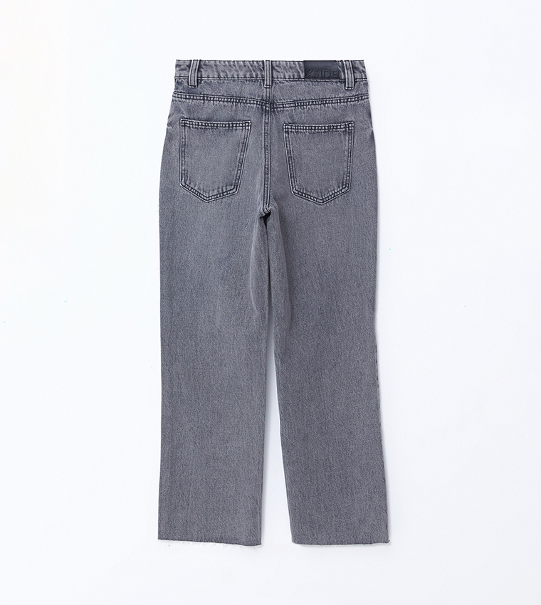 Washed High Waist Straight Fit Jeans