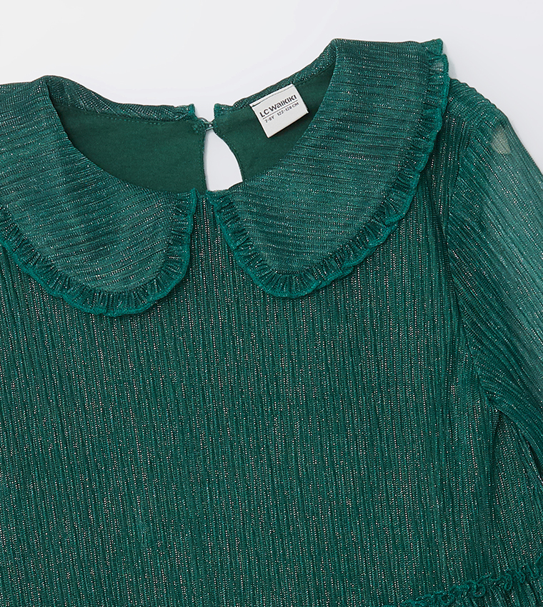 Shimmer Peterpan Collar Tiered Dress