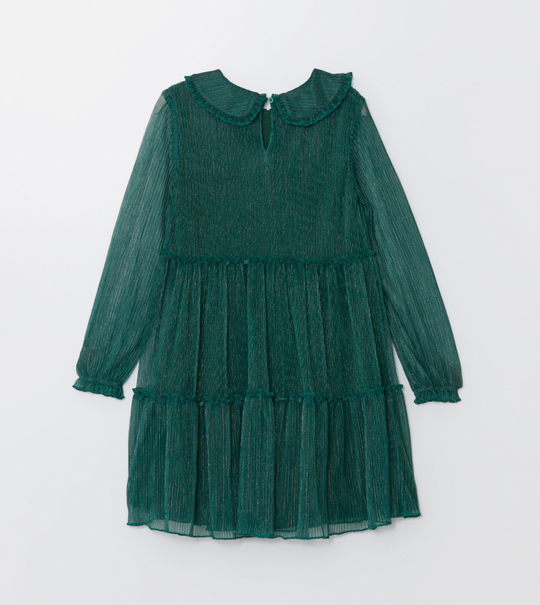 Shimmer Peterpan Collar Tiered Dress