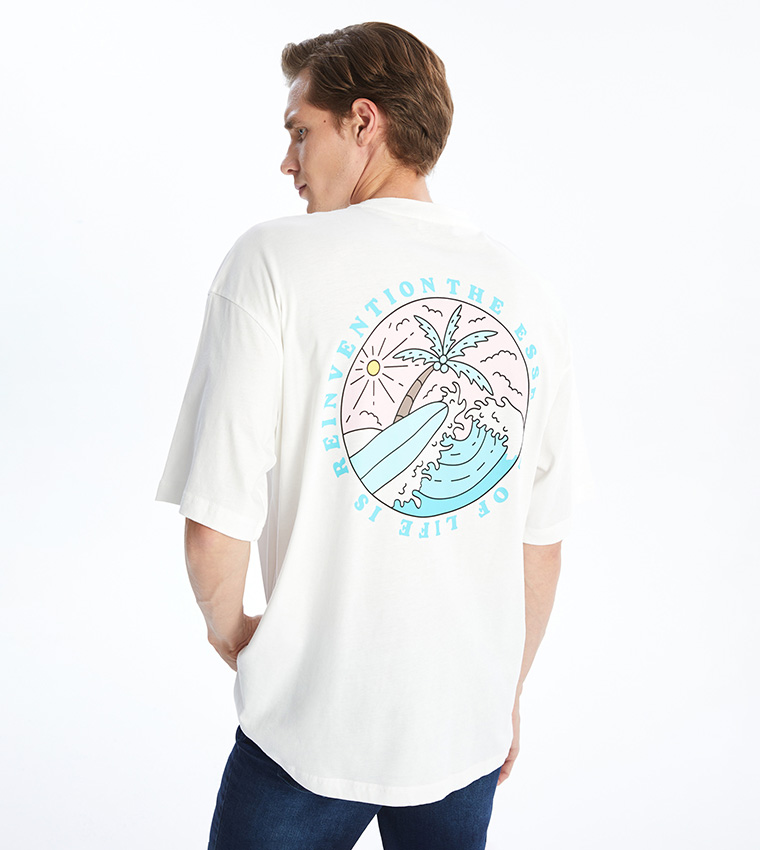 Back Printed Short Sleeves Oversized T-Shirt