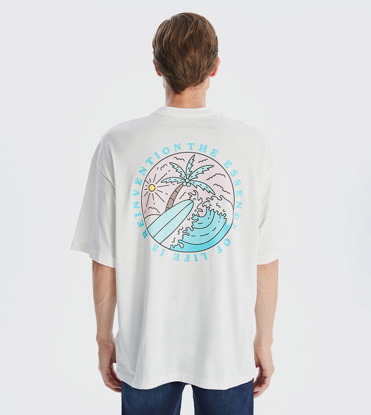 Back Printed Short Sleeves Oversized T-Shirt