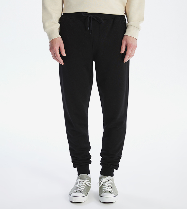 Drawstring Waist Mid Rise Slim Fit Joggers