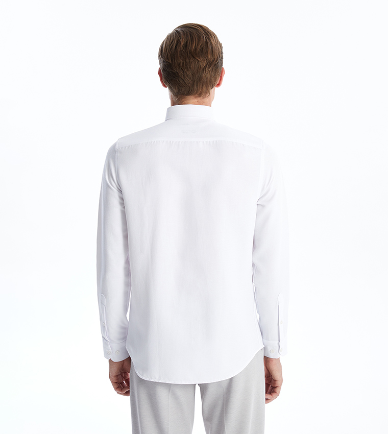 Solid Slim Fit Long Sleeves Dobby Shirt