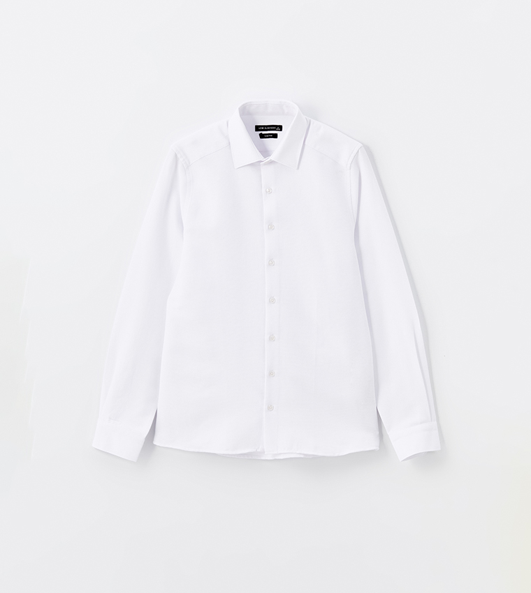 Solid Slim Fit Long Sleeves Dobby Shirt