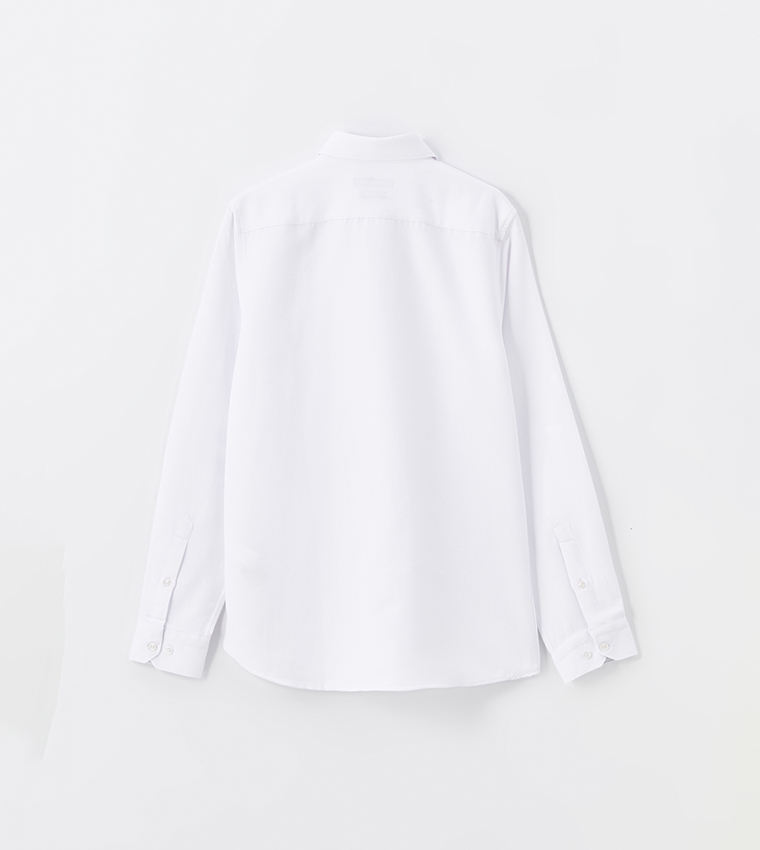 Solid Slim Fit Long Sleeves Dobby Shirt