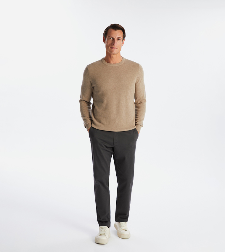 Solid Mid Rise Slim Fit Trousers