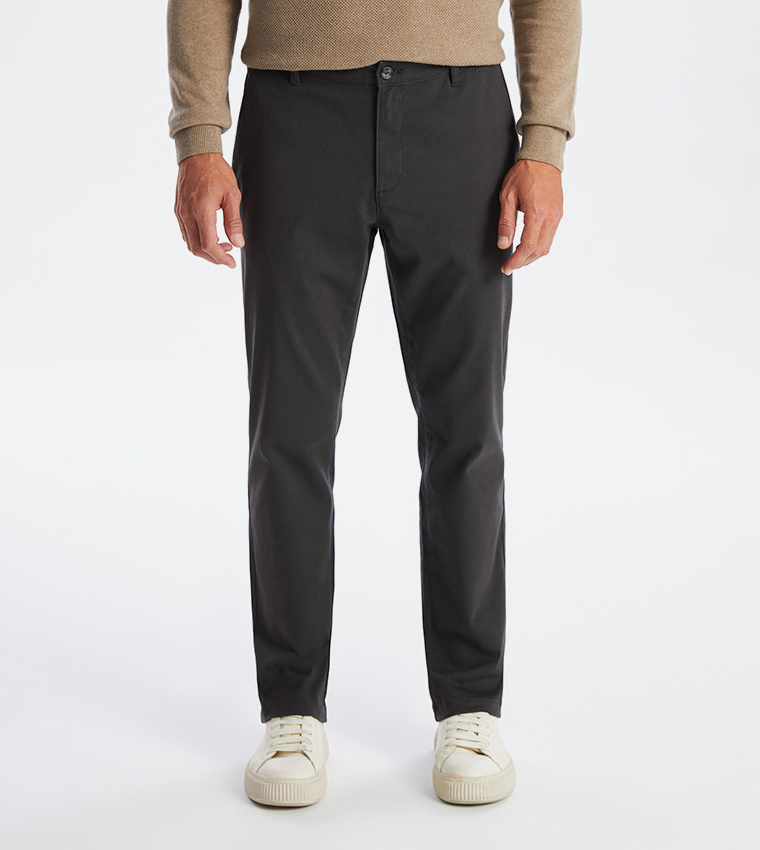 Solid Mid Rise Slim Fit Trousers